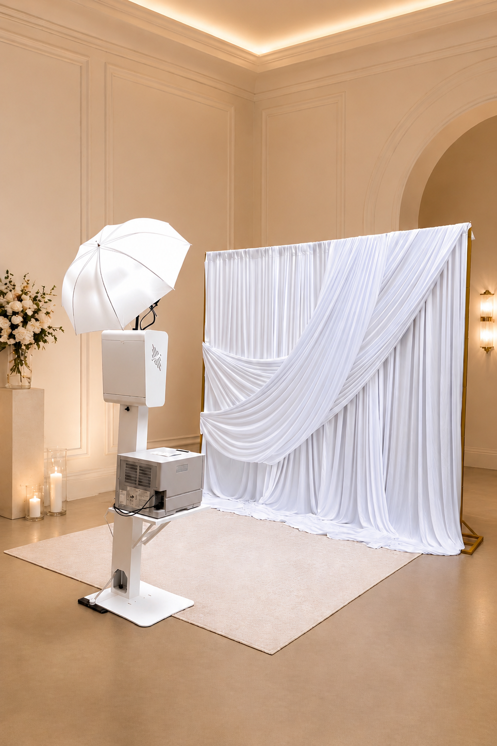 Snaptrend glam photo booth setup at wedding venue